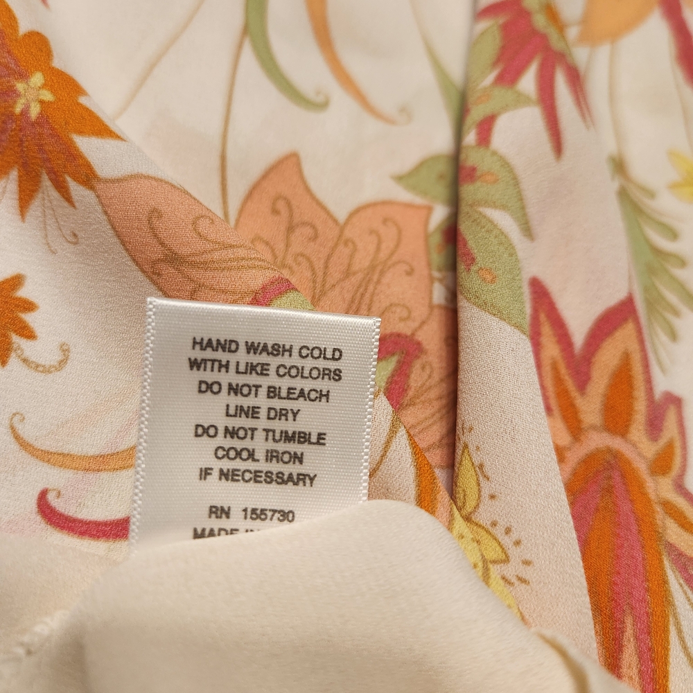 Rose & Olive Floral V-Neck Blouse - Orange & Cream - Picture 9 of 9